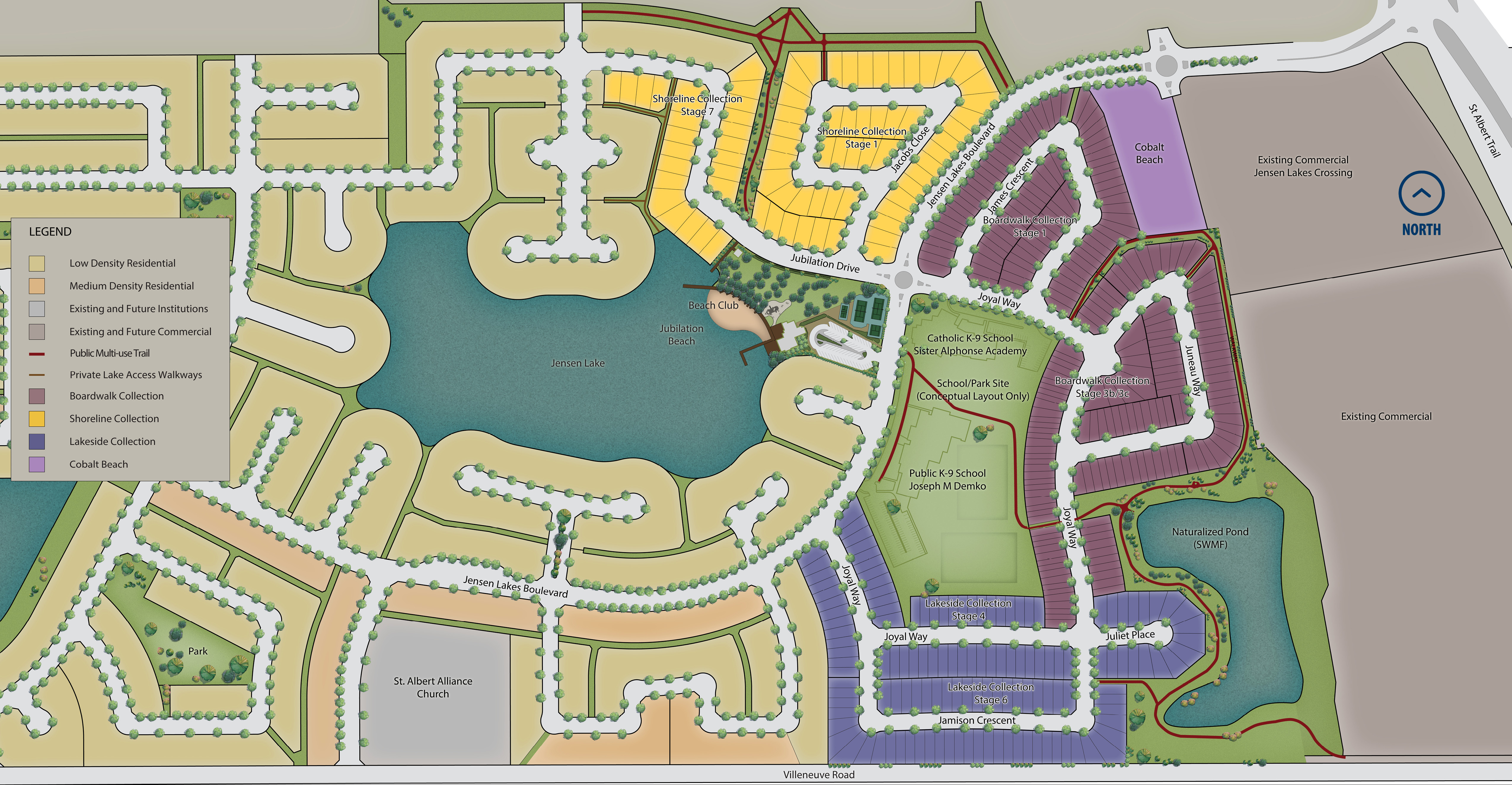 Map of divisions and trails in Jensen Lake Community in St .Albert