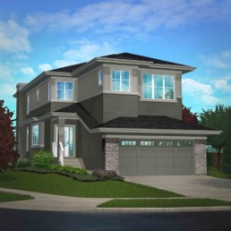 Pacesetter homes the Calypso showhome in St. Albert. Two storey home exterior.